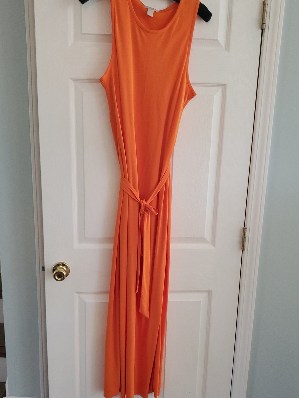 Banana Republic Orange Sleeveless Tie-Waist Maxi Dress